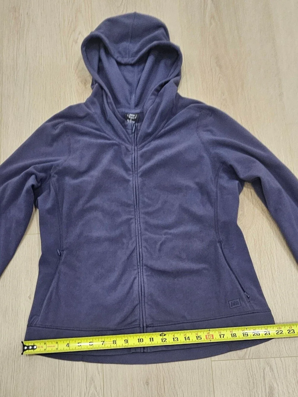 REI Women’s Large Fleece Hoodie Jacket Full Zip Purple Recycled Polyester Outdoo